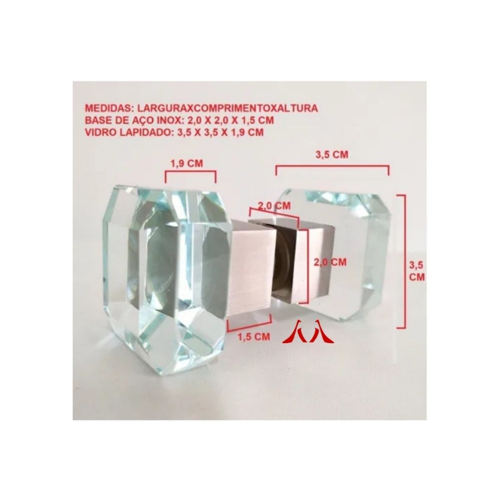Puxador Box Banheiro Vidro Lapidado Quadrado Base Inox - Funcionalidade e Versatilidade para seu Projeto - Imagem 4