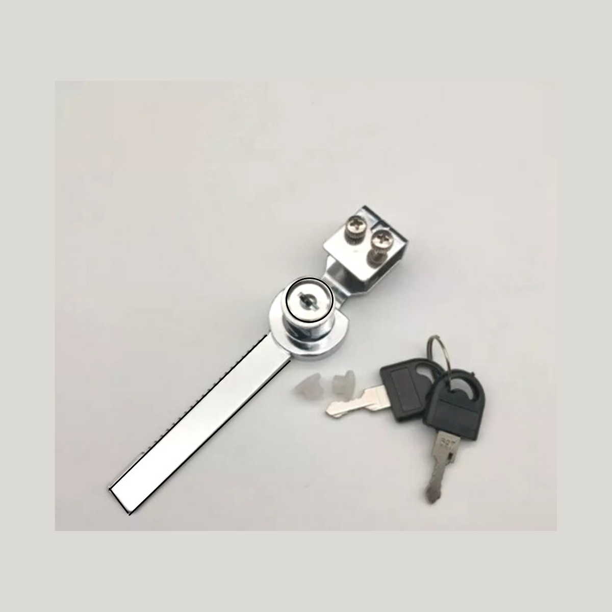 Fechadura Para Vitrine Cromada Trava Jacaré Correr 160mm - Imagem 2