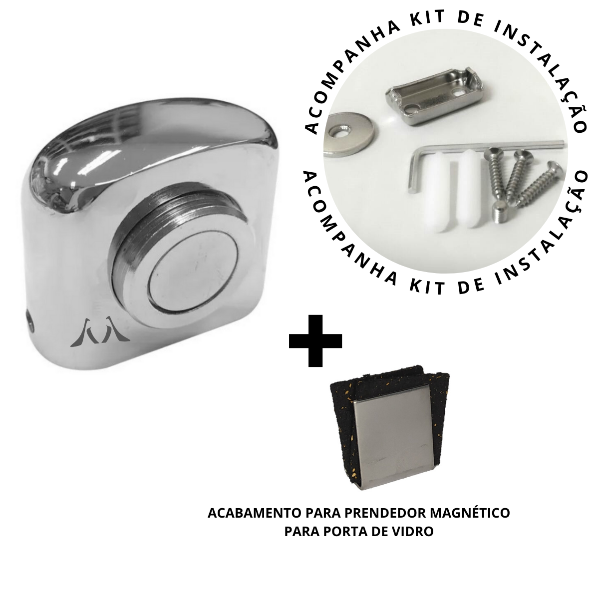 Prendedor Magnético Zamak Fixador Batedor de Porta Vidro/Madeira - Imagem 4
