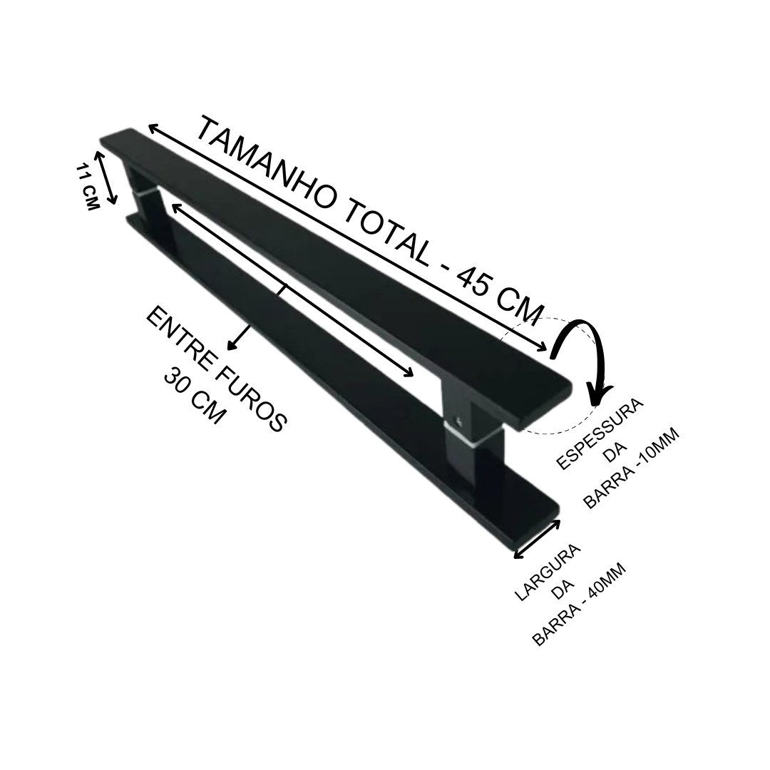 Puxador Inox Barra Chata 45X30 40mm Preto para Portas - Funcionalidade e Versatilidade para seu Projeto - Imagem 3